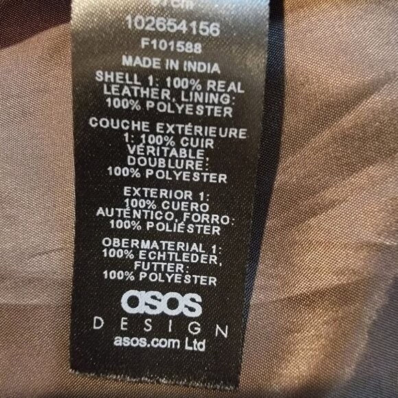 ASOS Design Oversized Biker Jacket - Real Leather with Stitch Detail - Picture 10 of 16